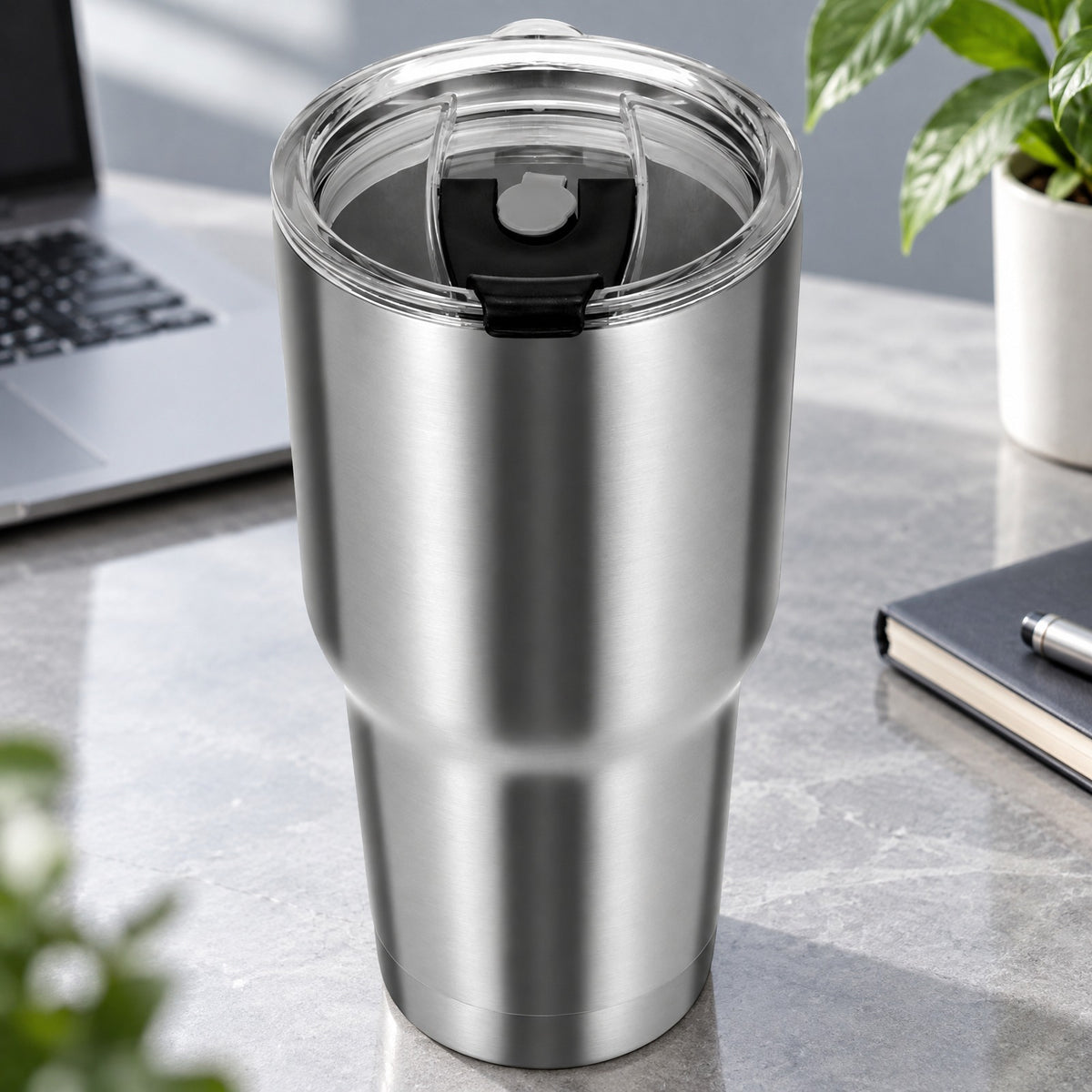 Airfind 30oz Stainless Steel Tumbler Cup Double Wall Vacuum Insulated Mug featuring Lid, 304 Stainless Steel AS PP Silicone Frame, Silver