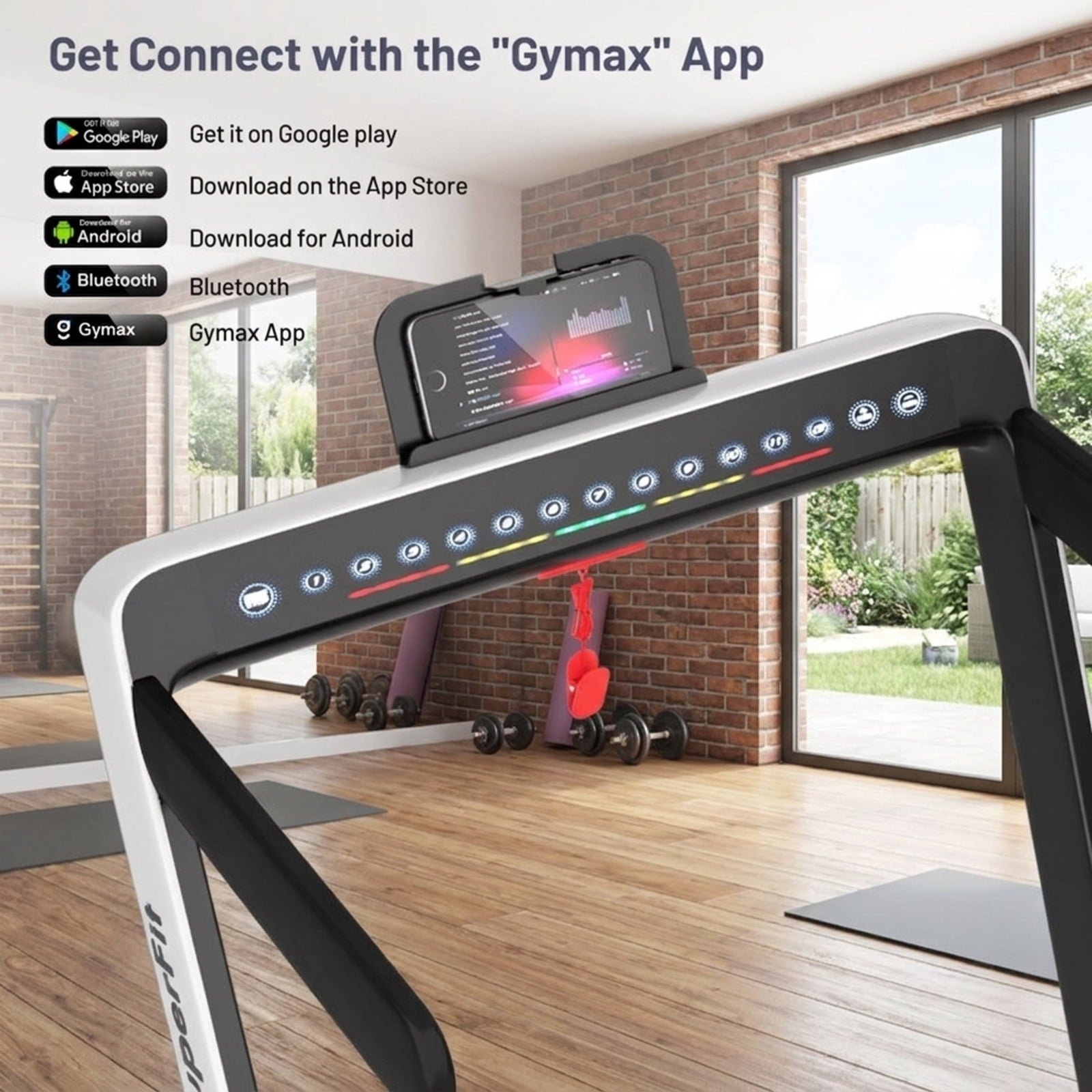 Airfind 2-in-1 Walk-to-Run Folding Treadmill Audio Console, White