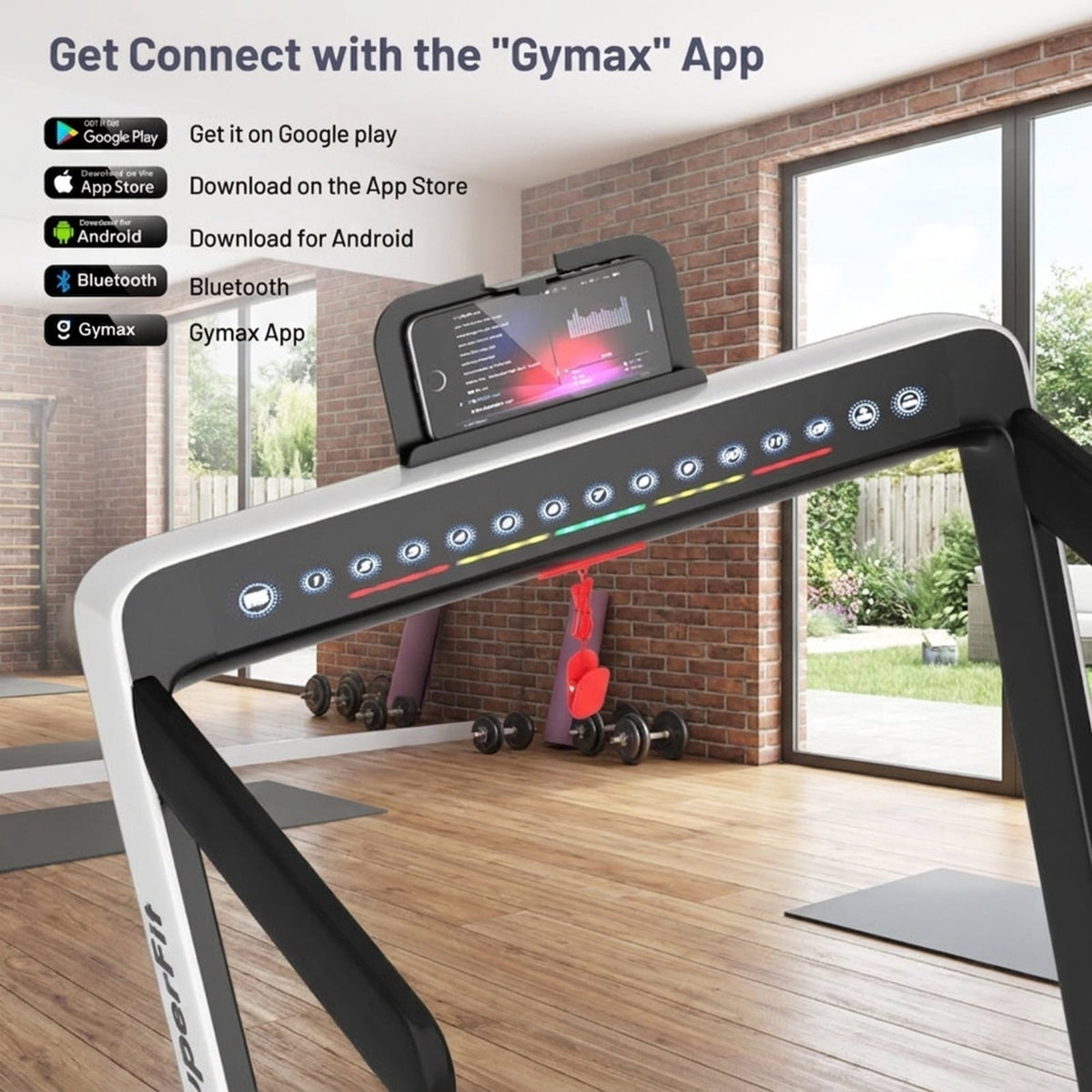 Airfind 2-in-1 Walk-to-Run Folding Treadmill Audio Console, White