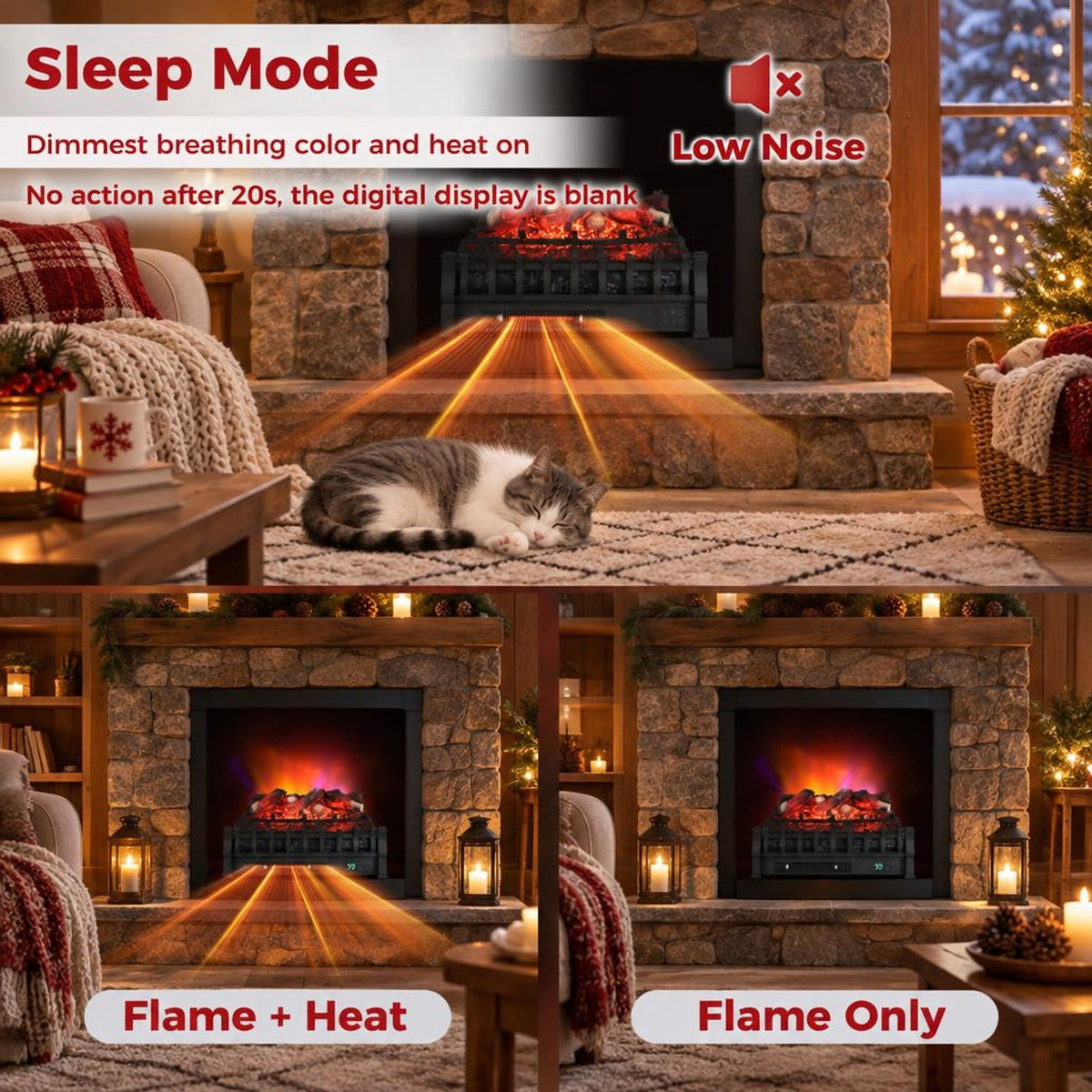 Airfind Infrared Quartz Electric Fireplace with Adjustable 3D Flame Colors and Overheat Protection, Metal ABS Resin Frame, Black