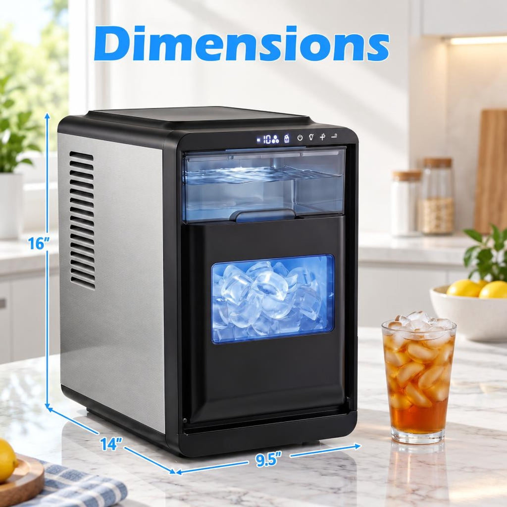 Airfind Crescent Ice Maker Countertop 26 lbs/24h Ice Machine featuring 16 Crescent Cubes, Stainless Steel ABS PP Frame, Black