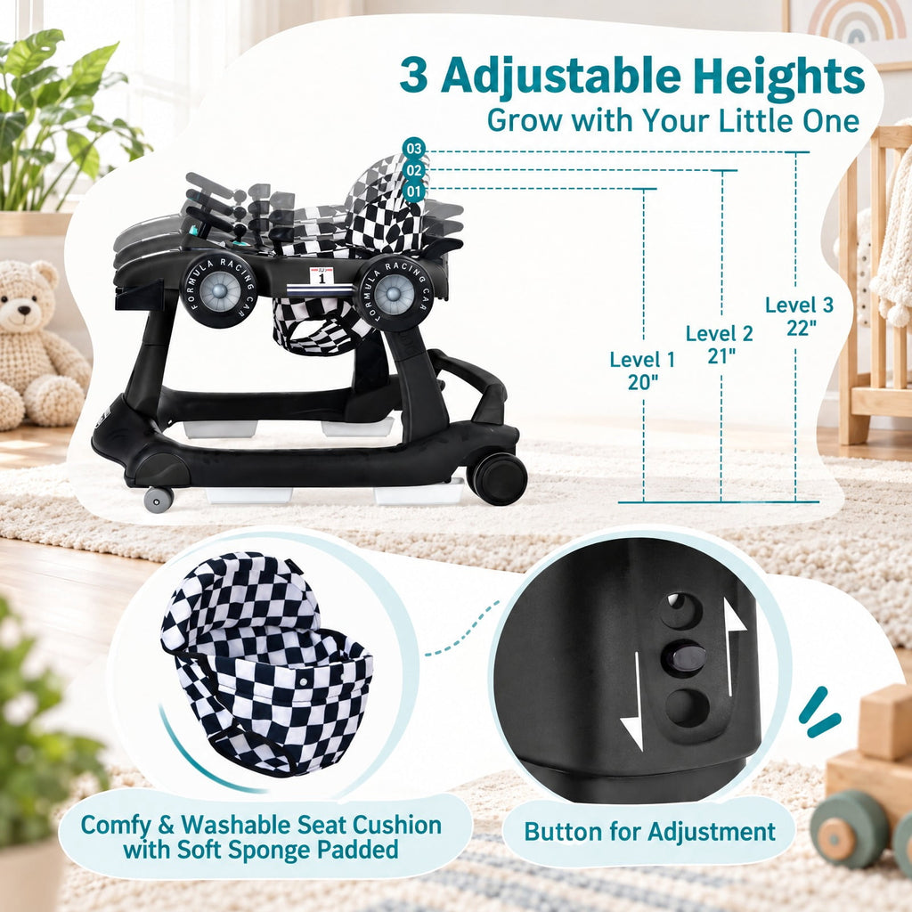Airfind 4-in-1 Foldable Activity Push Walker with Adjustable Height, 25 lbs Capacity, PP polyester sponge Frame, 29 x 24 x 20/21/22 Footprint