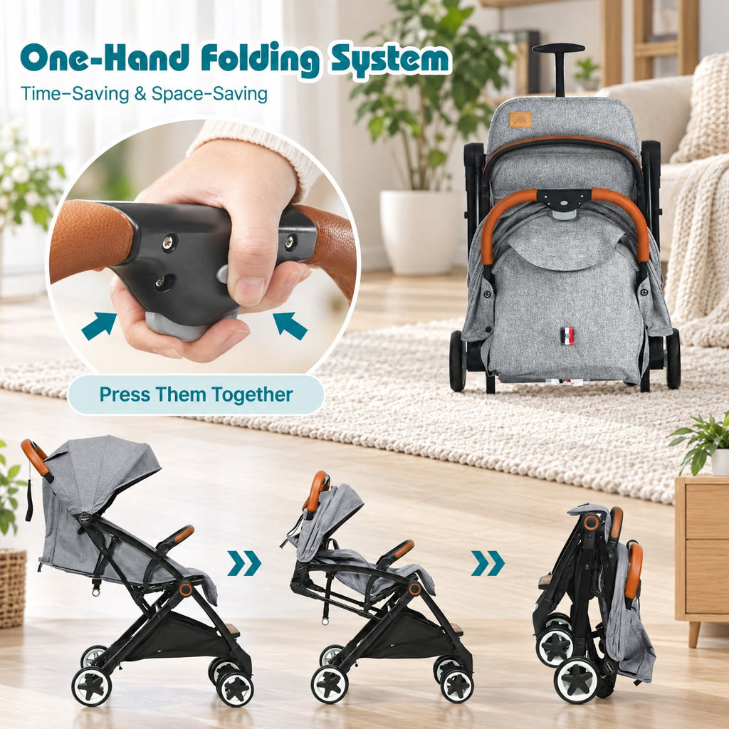 Airfind Lightweight Aluminium Frame Baby Stroller with Net, Aluminium Alloy Iron Fabric Frame, for 0-3 years old, 28.5 x 20.5 x 38 Footprint
