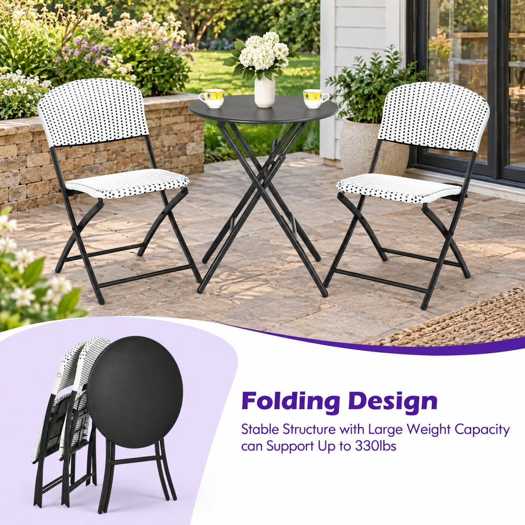 Airfind 3 Pieces Patio Rattan Bistro Set with Round Dining Table and 2 Chairs, 110lbs Weight capacity of each chair: 330lbs Capacity