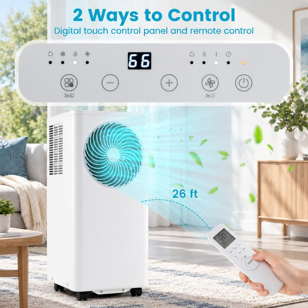 Airfind 8200/10000 BTU Portable Air Conditioner 3-in-1 Stand up AC Unit with Dehumidifier-10000 BTU, HIPS ABS Frame, White