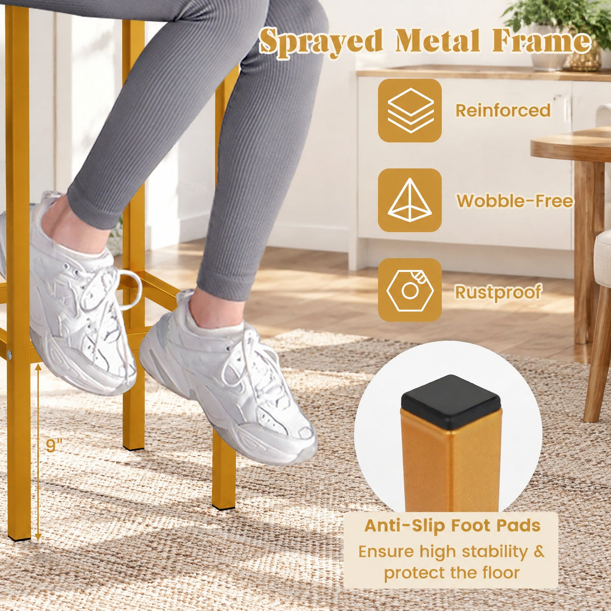 Airfind Set of 4 Bar Stool Set 26 Inch Bar Chair with Metal Legs and Footrest, 330 lbs Capacity, Engineered Wood Metal Frame, White