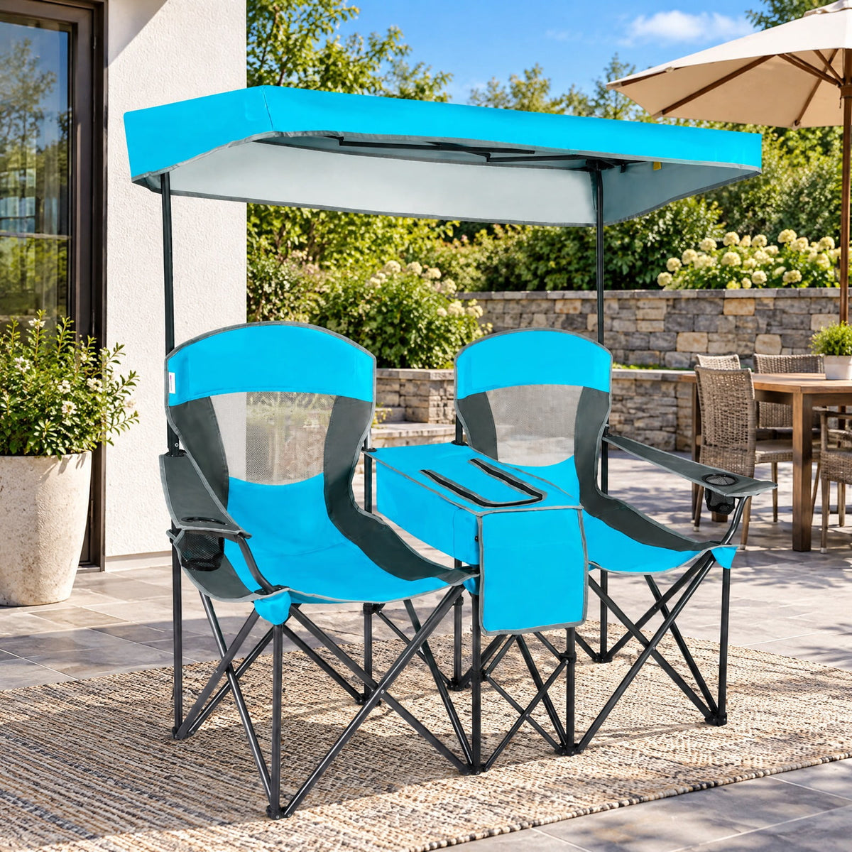 Airfind Patented Portable Folding Camping Canopy Chairs with Cup Holder, Steel oxford fabric Frame, 55.5 x 28.5 x 59.5 (L x W x H) The Footprint