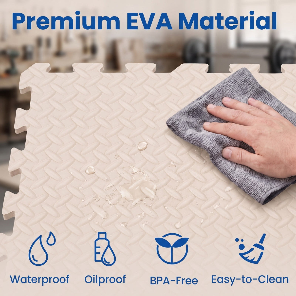 Airfind 12 Tiles Puzzle Exercise Floor Mat with Interlocking EVA Foam and Non-Slip Texture for Home Gym Equipment Protection, Beige
