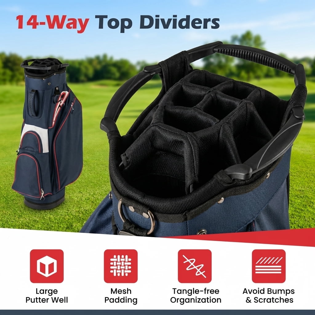 Airfind Soft-Sided Golf Travel Bag with Wheels and Thick Sponge Padding featuring a 600D Oxford cover with a lockable zipper and 3 carry handles for flight and road trips, Navy