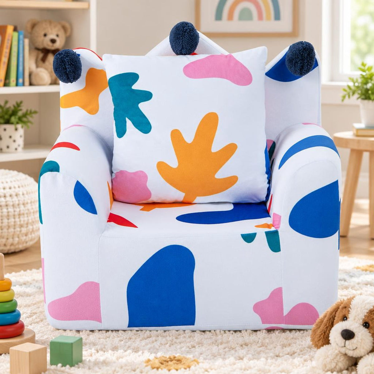 Airfind High-density Padding Kids Sofa with Armrest and Extra Pilow, 110 lbs Capacity, Ultra-Soft Velvet Sponge Frame, 23 x 18 x 22 Footprint