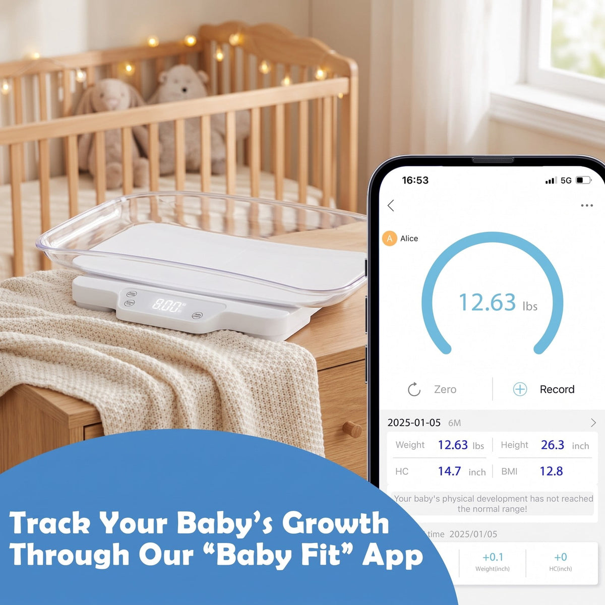Airfind Nursery Scale, with Detachable Tray for Body Weight and Height Measurement, ABS, 29 Inch x 12.5 Inch x 2.5 Inch Weight Scale, White