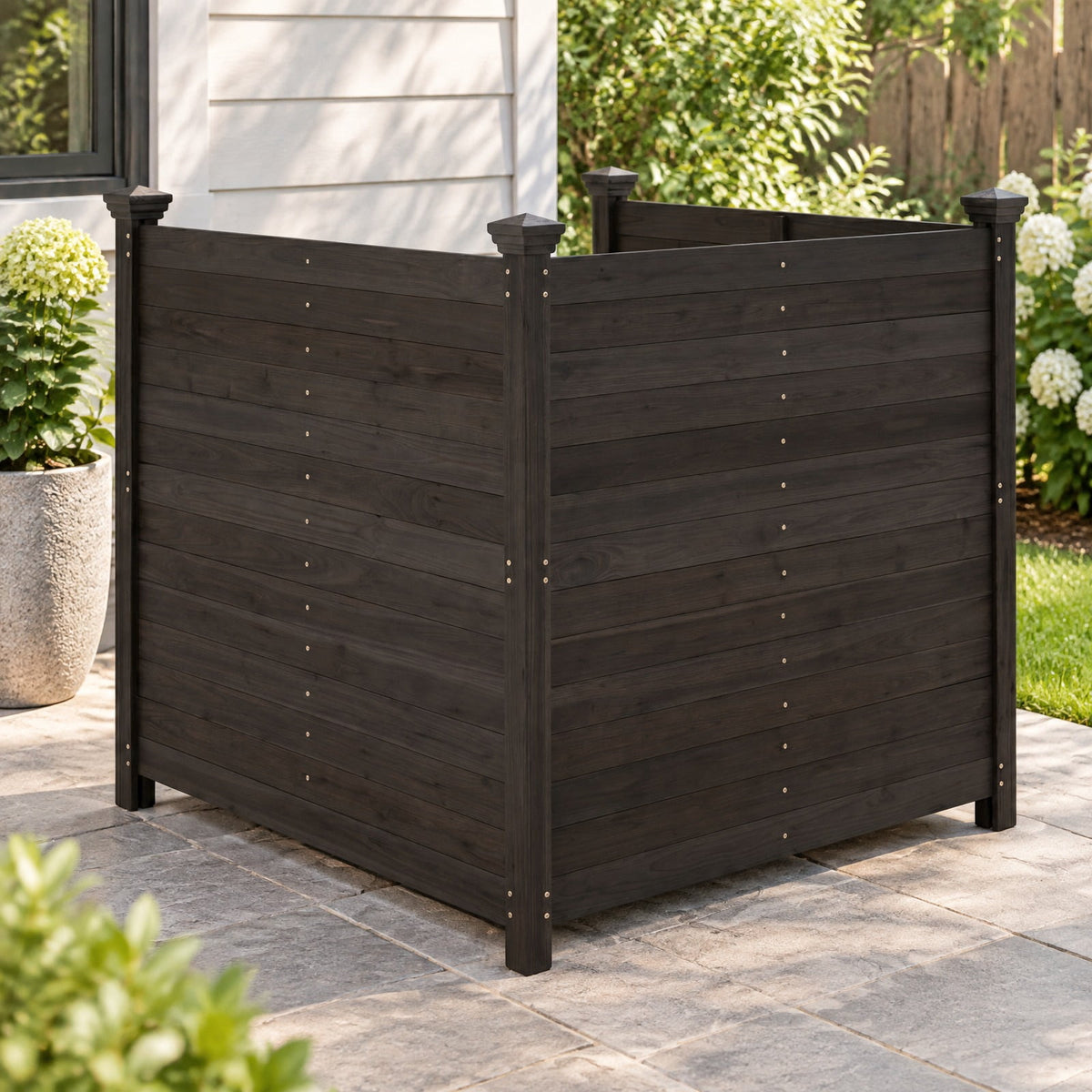 Airfind 3-Panel Outdoor Privacy Air Conditioner Fence for Outside, Fir Wood, 47 Inch x 47 Inch x 45.5 Inch Length of Each Ground Stake 12 Inch