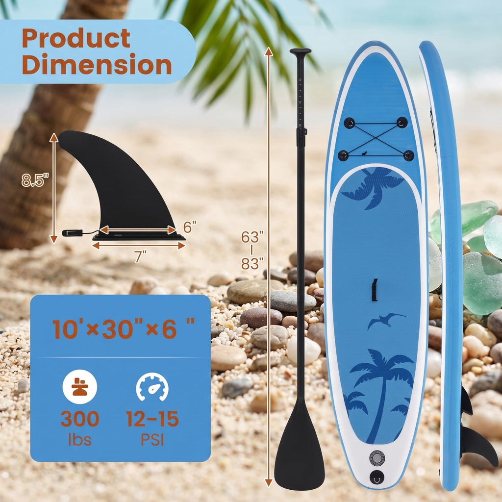 Airfind Inflatable Stand Up Paddle Board with Triple Fins and Adjustable Aluminum Paddle for Beginners and Adults, Blue and White