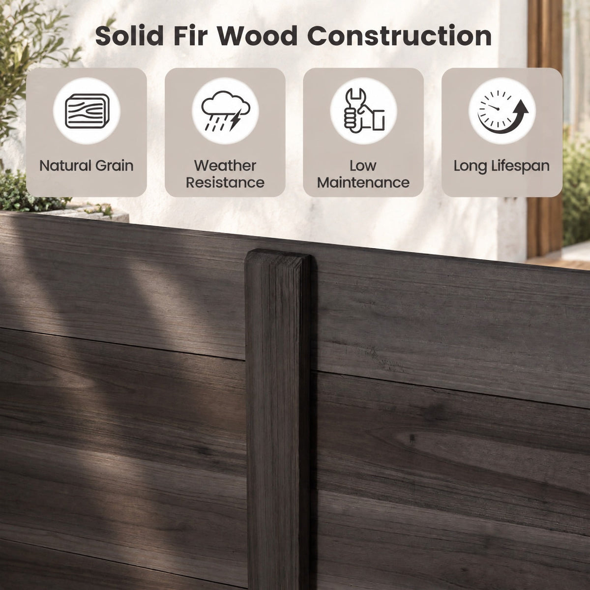 Airfind 3-Panel Outdoor Privacy Air Conditioner Fence for Outside, Fir Wood, 47 Inch x 47 Inch x 45.5 Inch Length of Each Ground Stake 12 Inch