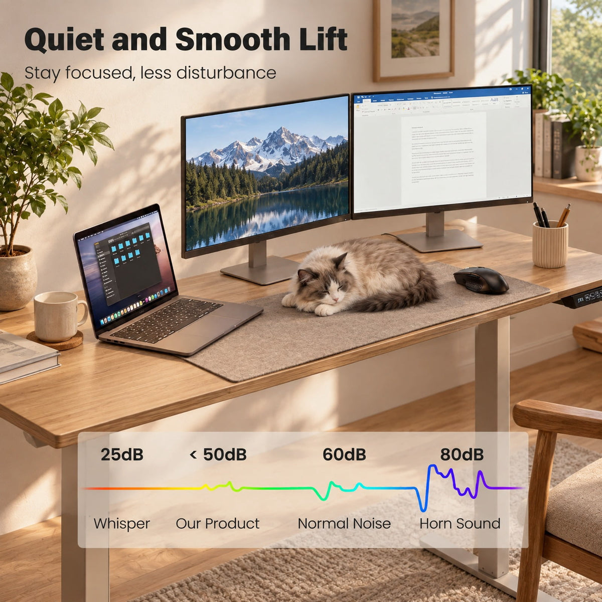 Airfind 63 x 24 Inch Height Adjustable Sit Stand Computer Desk with 3 Memory Presets, 200 lbs Capacity, Engineered Wood Metal Frame, Grey
