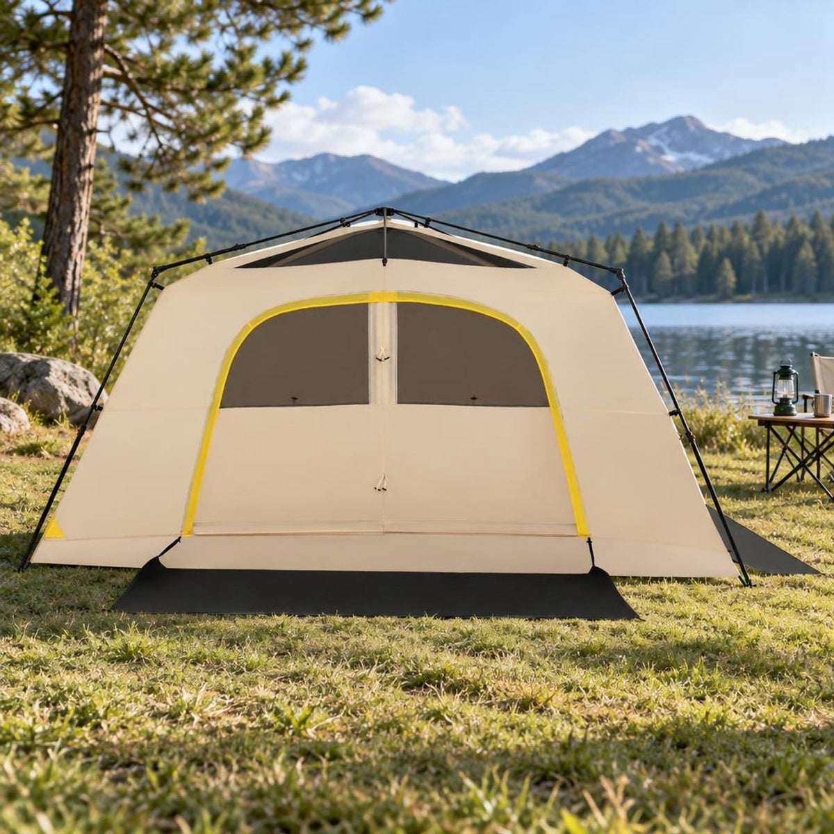 Airfind 10 Person Instant Cabin Camping Tent with Rainfly 13 ft x 9 ft Portable Large Family Tent, Coffee