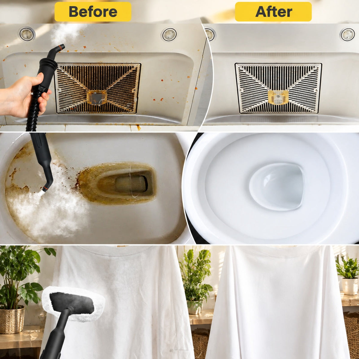 Airfind 1400W Handheld Steam Cleaner with 14-Piece Accessory Kit and Child Lock, PP Frame, 13 x 5 x 9.5 Footprint, Yellow