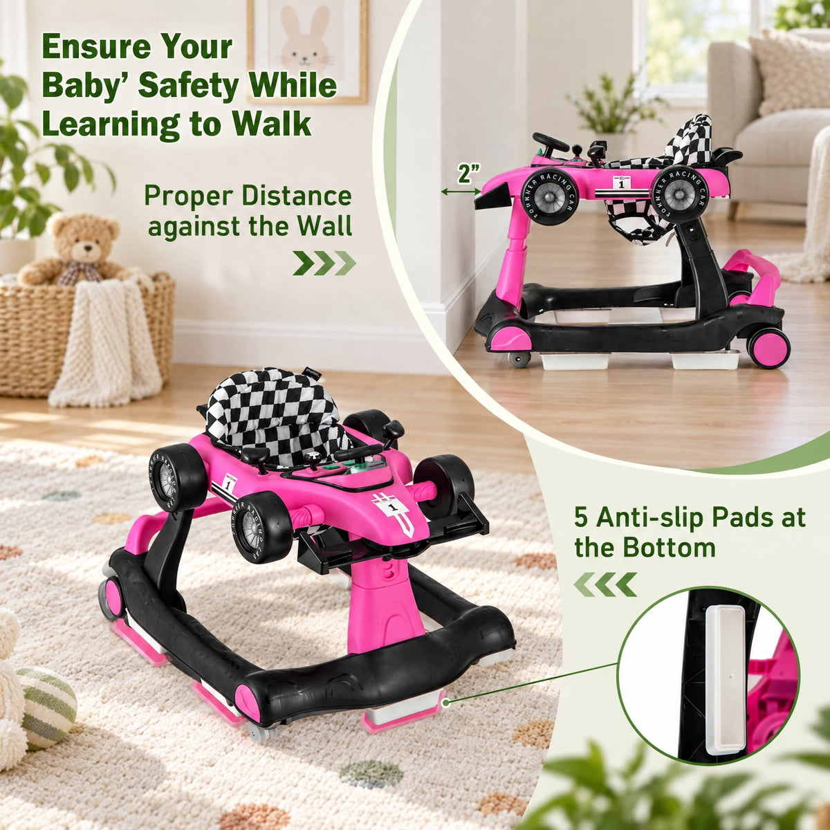 Airfind 4-in-1 Foldable Activity Push Walker with Adjustable Height, 25 lbs Capacity, PP polyester sponge Frame, 29 x 24 x 20/21/22 Footprint
