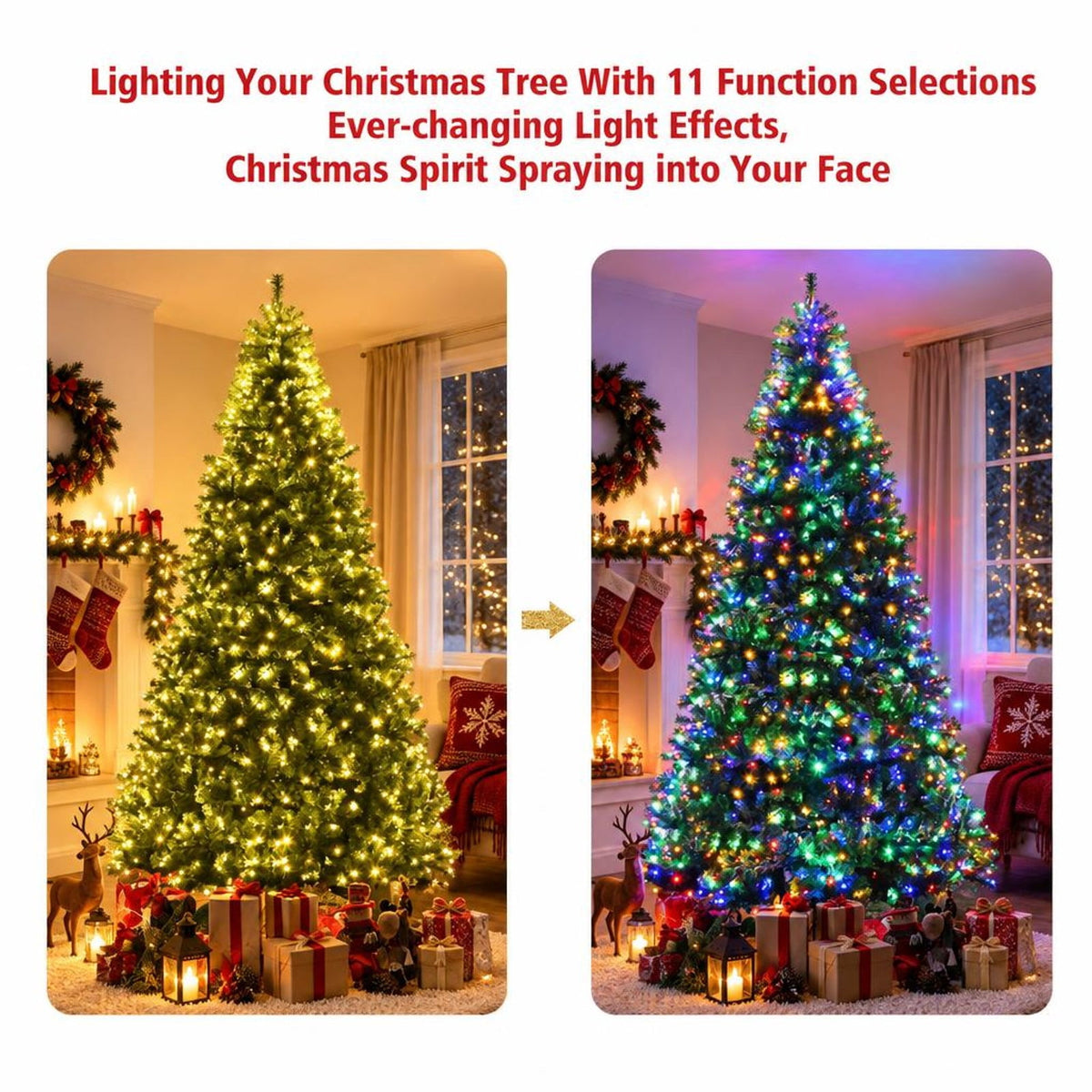 Airfind Artificial Premium Hinged Christmas Tree-9 Feet, PVC Frame, 0.9in x 1.6in x 2in Footprint, Green Adapter: UL-certified