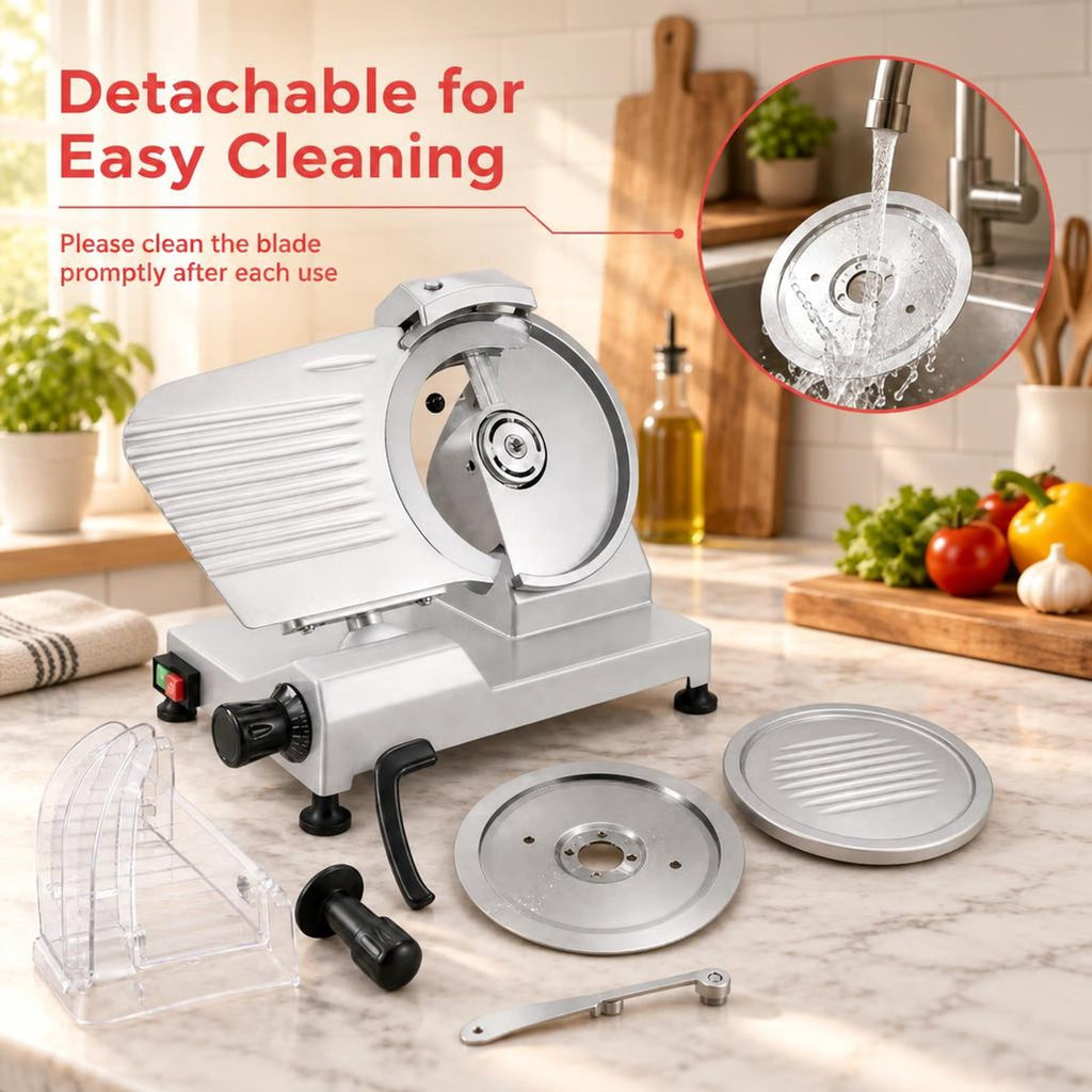 Airfind Commercial Meat Slicer with 10in Carbon Steel Blade and 0-0.47in Adjustable Thickness for Frozen Meat Cheese, 19.5in x 16in x 14inBlade Footprint