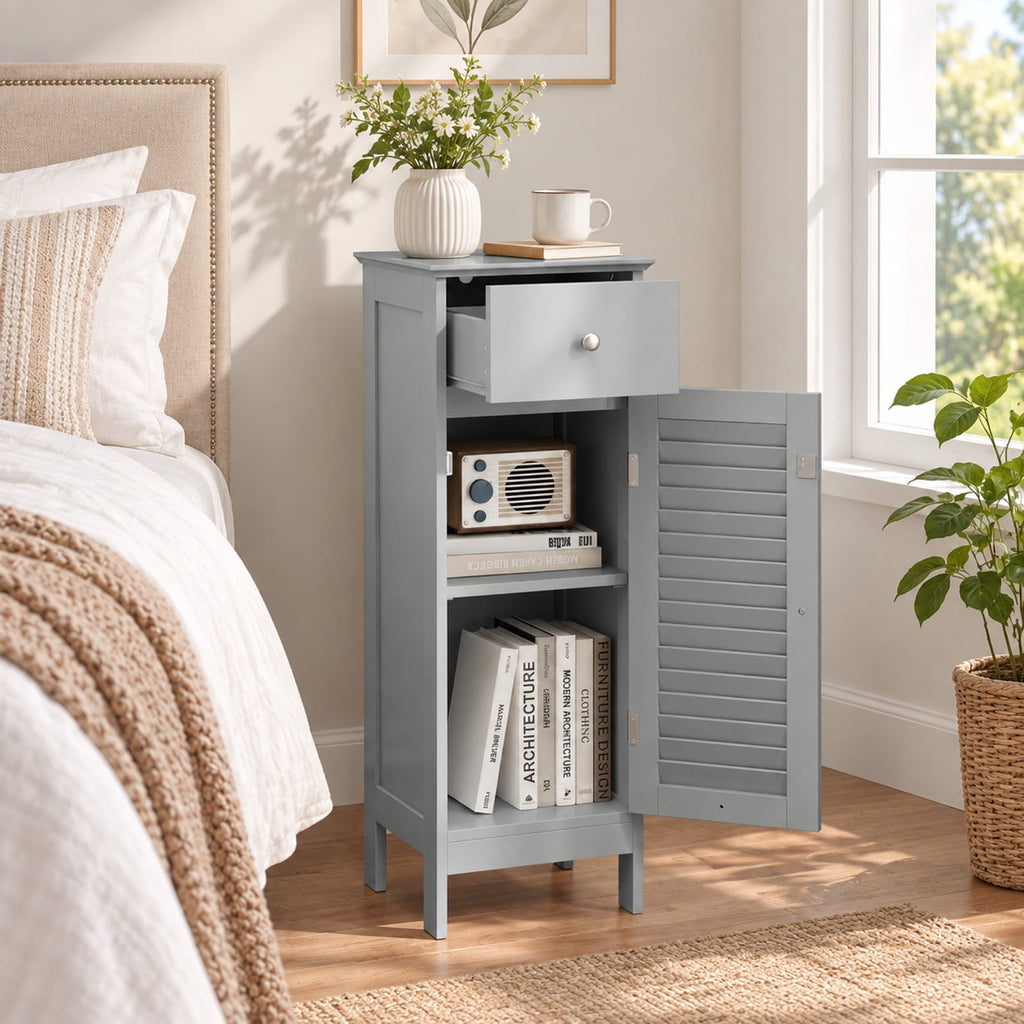 Airfind Narrow Bathroom Storage Cabinet with Adjustable Shelf and Drawer, 13in x 12in x 34.5inOverall Interior Footprint, Gray
