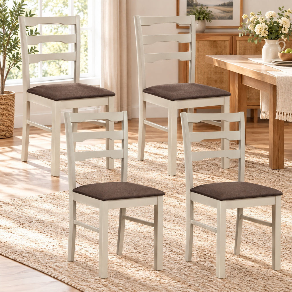 Airfind Set of 2 Linen Style Upholstered Dining Chairs with Wood Frames, Chair 330 lbs Capacity, Rubber Wood Polyester Sponge Engineered Wood Frame