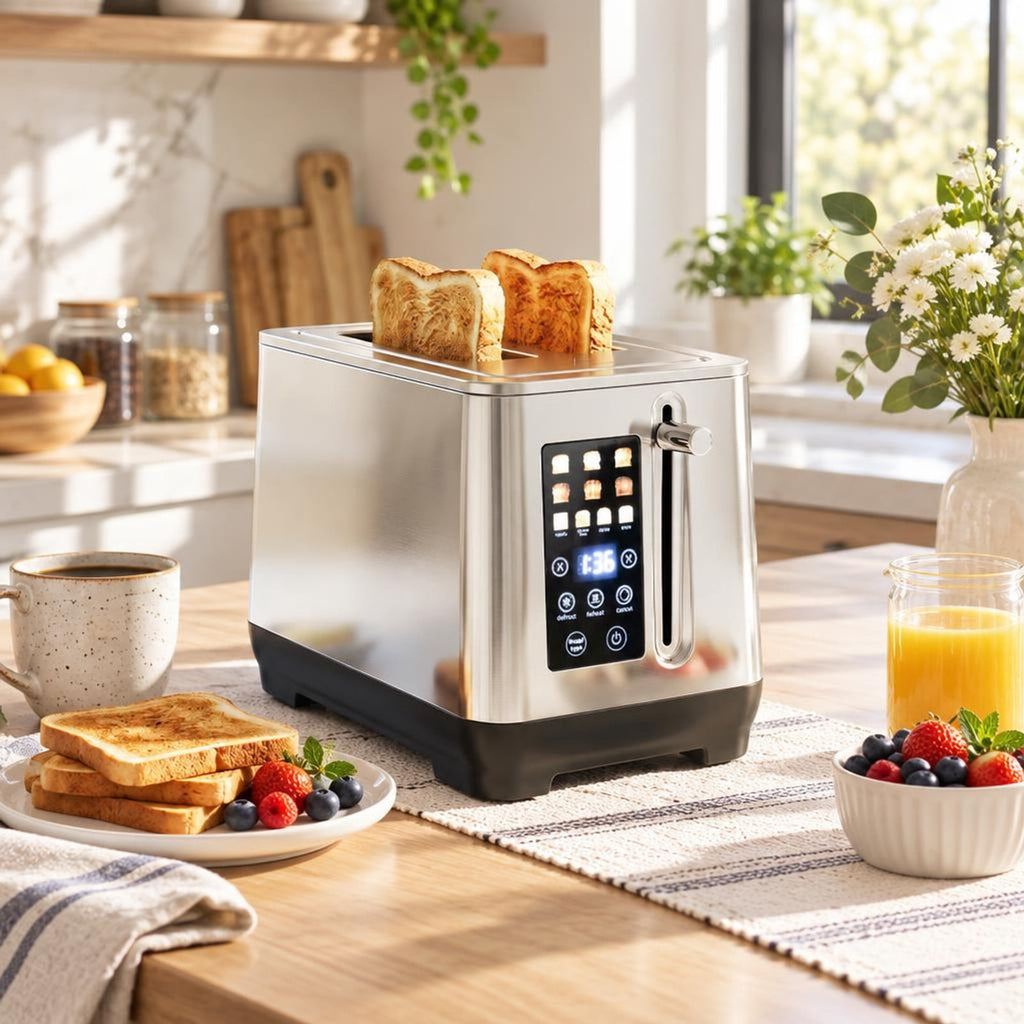 Airfind 2 Slice Toaster with 6 Browning Levels and 4 Bread Types, 430 Stainless Steel PP Frame, 10.5in×6.5in×7.5in Footprint, Silver
