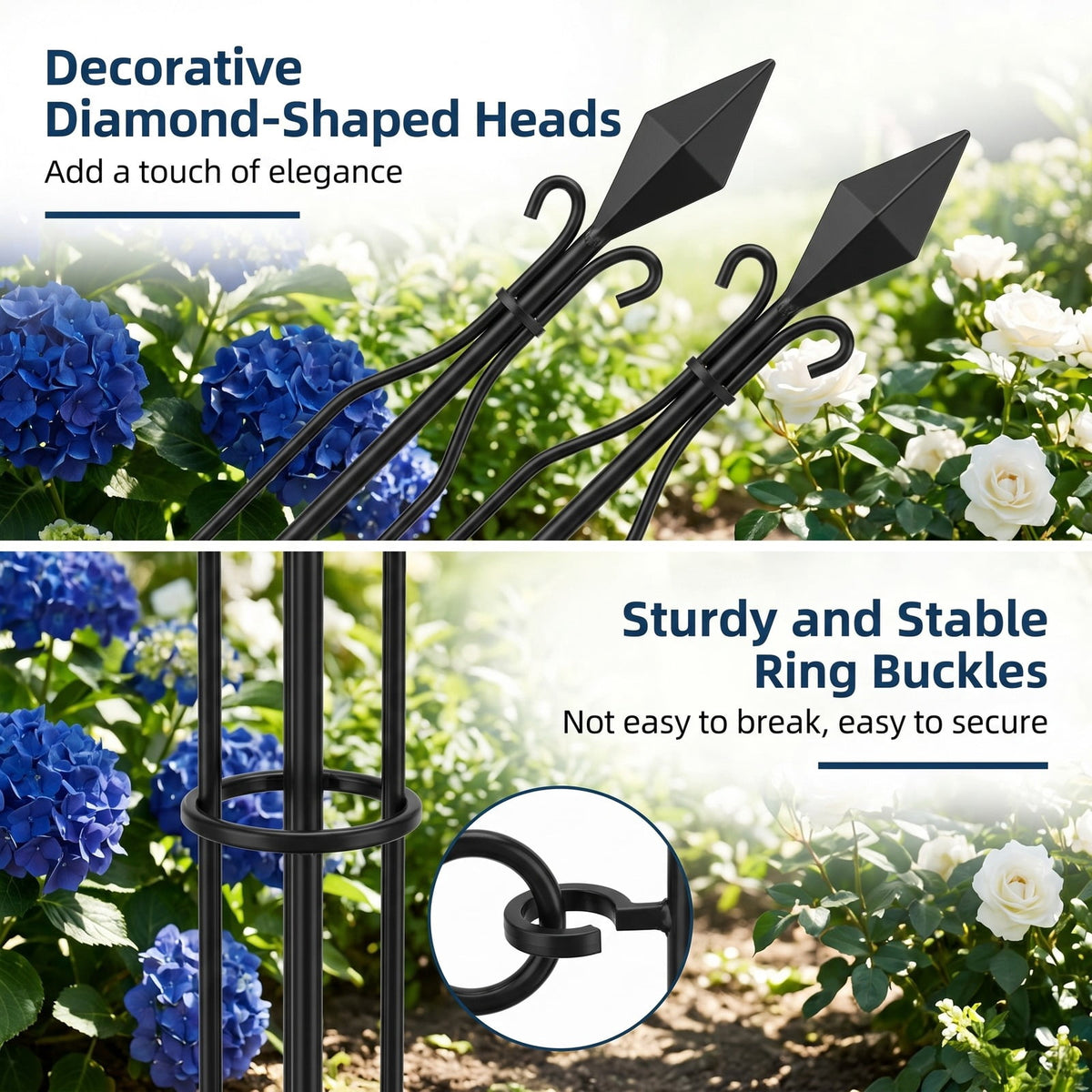 Airfind 58 x 73 Inch Outdoor Garden Rose Arch Trellis for Climbing Plants, PE-Coated Metal Frame, 58 x 73 Footprint, Rose