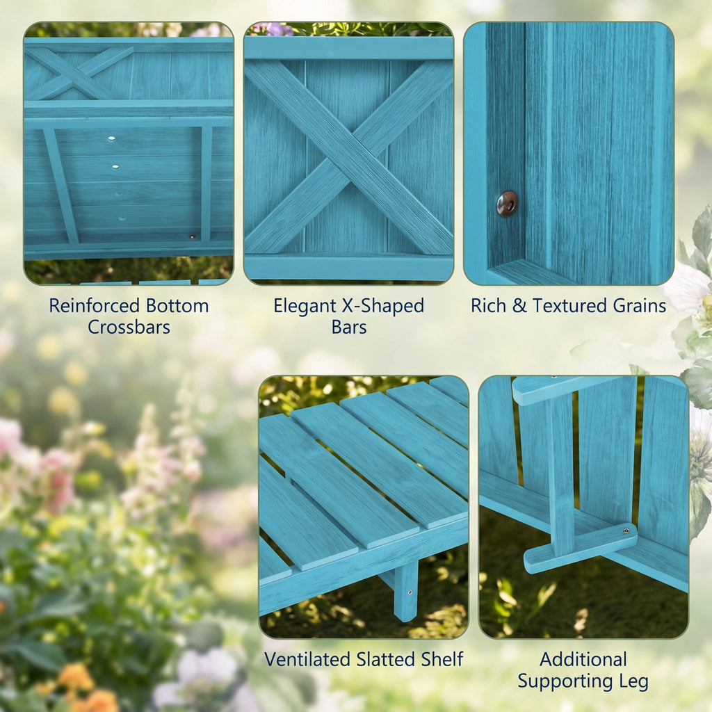 Airfind Poly Wood Elevated Planter Box with Legs Storage Shelf Drainage Holes, HIPS Frame, 47 x 18 x 29 (L x W x H) Interior Footprint, Blue