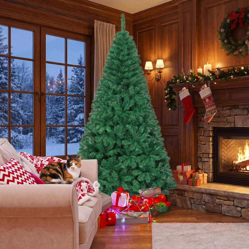 Airfind Artificial PVC Christmas Tree with Solid Metal Stand-7 ft, PVC Blade width: 2.4 Inch Frame, Green The material of stand: Metal