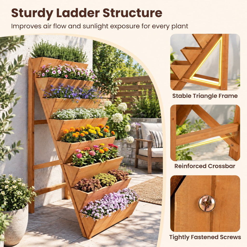 Airfind 8-tier Vertical Raised Garden Bed Wood Elevated Planter Box with Legs, Fir Wood Frame, 40 x 24 x 59 Single Box Interior Footprint, Orange