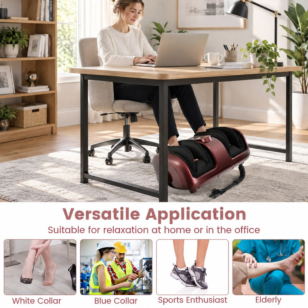 Airfind Foot and Calf Massager with Heat for Blood Circulation Pain Relief, ABS Frame, 23 x 18 x 9 Footprint, Red