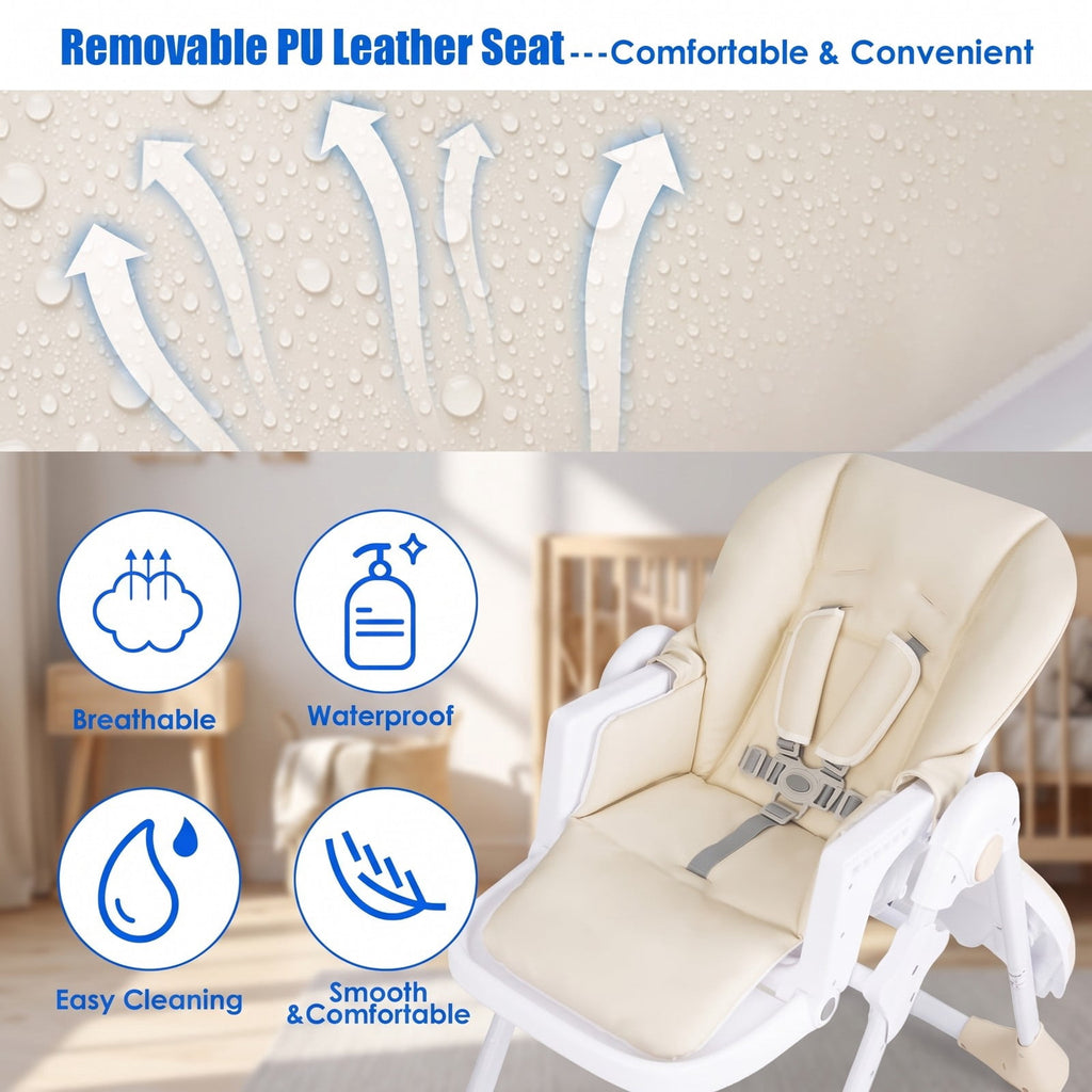 Airfind 3-in-1 Convertible Baby High Chair for Baby and Toddler, 33 lbs Capacity, Metal PP PU