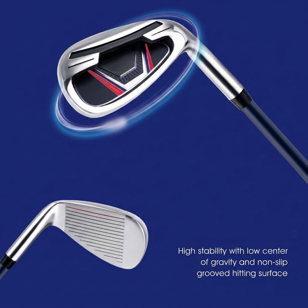 Airfind Junior Complete Golf Club Set for Ages 8-10 with 5 Pieces and Fiberglass Shafts Plus TPR Grip Handles and a Stand Bag as a Full Golf Club Set, Blue