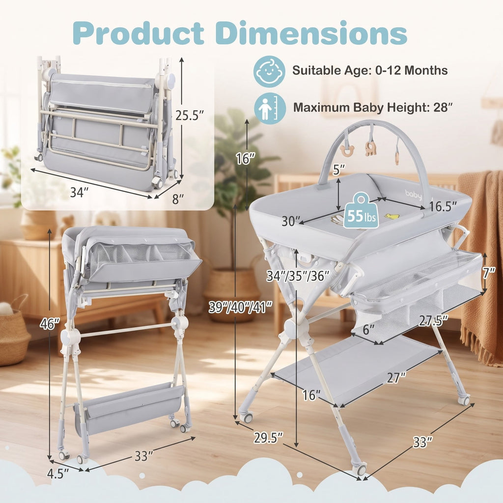 Airfind Youth Changing Table Foldable Diaper Changing Station with Storage Bag and Shelf, 55 lbs for Everyday Use, Unspecified
