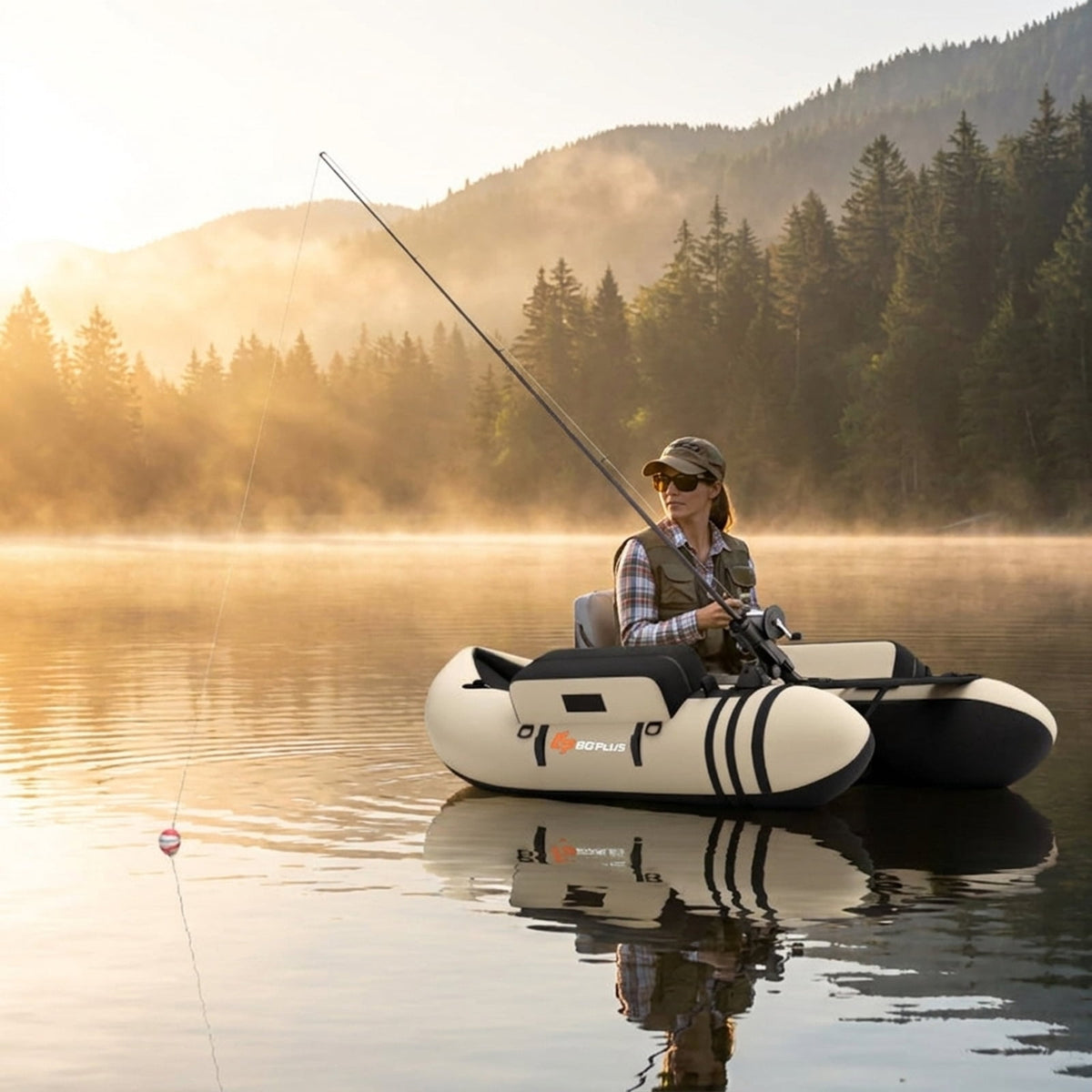 Airfind Inflatable Float Tube for Fly Fishing with Storage Pockets, Beige