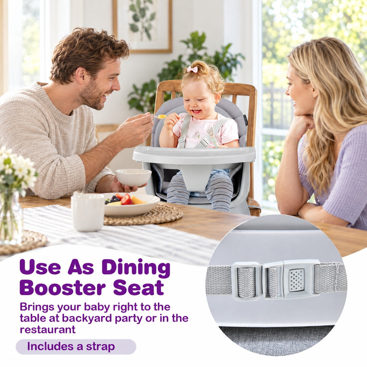 Airfind 6-in-1 Convertible Youth High Chair featuring Adjustable Removable Tray, 55 lbs Capacity, PP PU Fabric Frame, for 6-36 Months, Gray