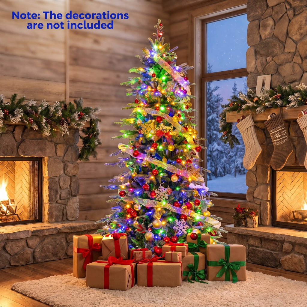 Airfind 7.5 Feet Pre, PVC PE Metal Tree Height 6 ft Tree Width 3.6 ft Frame, White, Diameter of the Metal Base 20 Inch