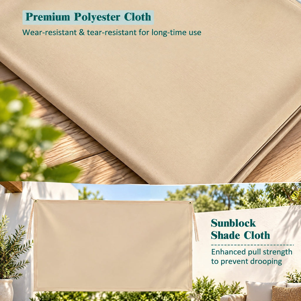 Airfind Outdoor Canopy Shade Cover with Copper Grommets 4 Straps, Polyester Frame, 17 x 7 Footprint, Beige