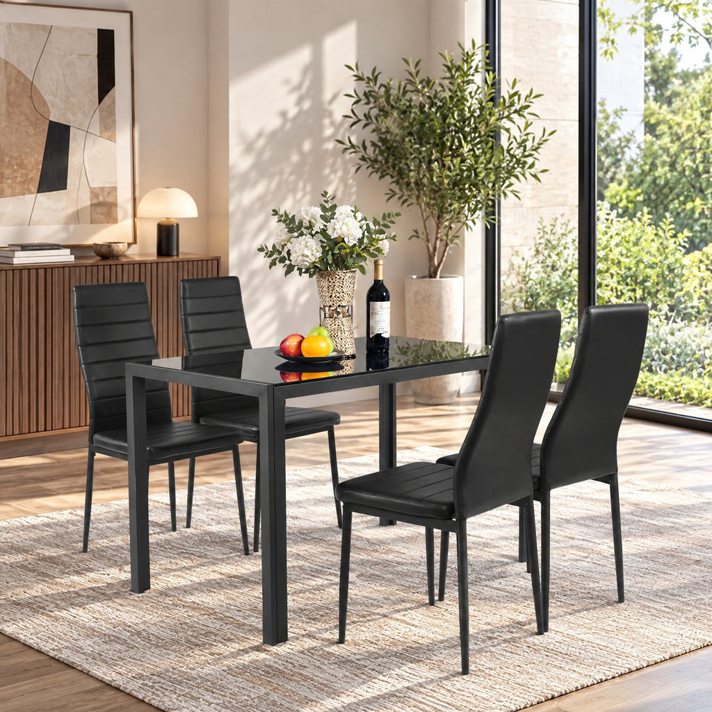 Airfind 4 Pieces Modern Leather Dinning Chairs Set with Metal Frame, 250 lbs Capacity, PVC Leather sponge steel Frame, 17 Inch x 20.5 Inch x 38 Inch Footprint