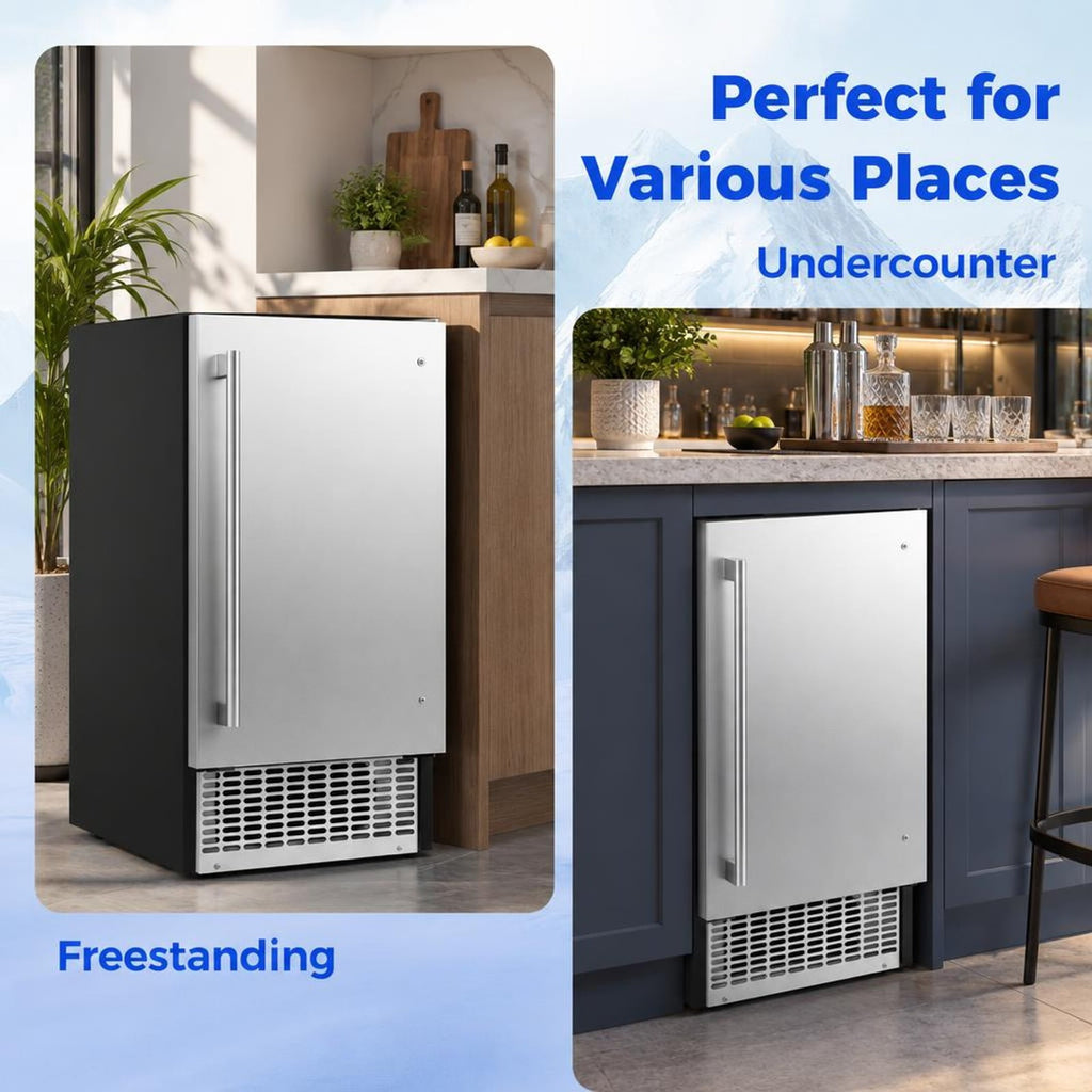 Airfind Commercial Ice Maker 110 lbs/24H Undercounter Ice Machine with 25 lbs Storage Capacity, Stainless Steel Galvanized Steel Frame, Silver