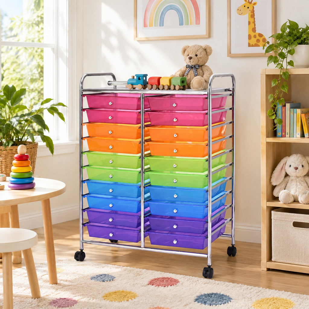 Airfind 20 Drawers Storage Rolling Cart Studio Organizer, Steel Frame, 25 Inch x15 Inch x 34 Inch Footprint, 20 removable drawers for storage and classify