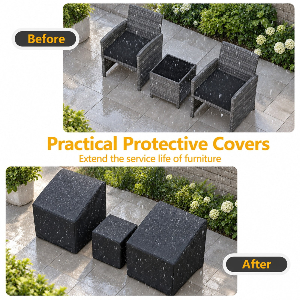 Airfind Patio Furniture Covers Waterproof Outdoor Conversation Covers for 3 Pieces Bistro Set, Polyester PU Frame, 32 x 30 x 24.5 Footprint