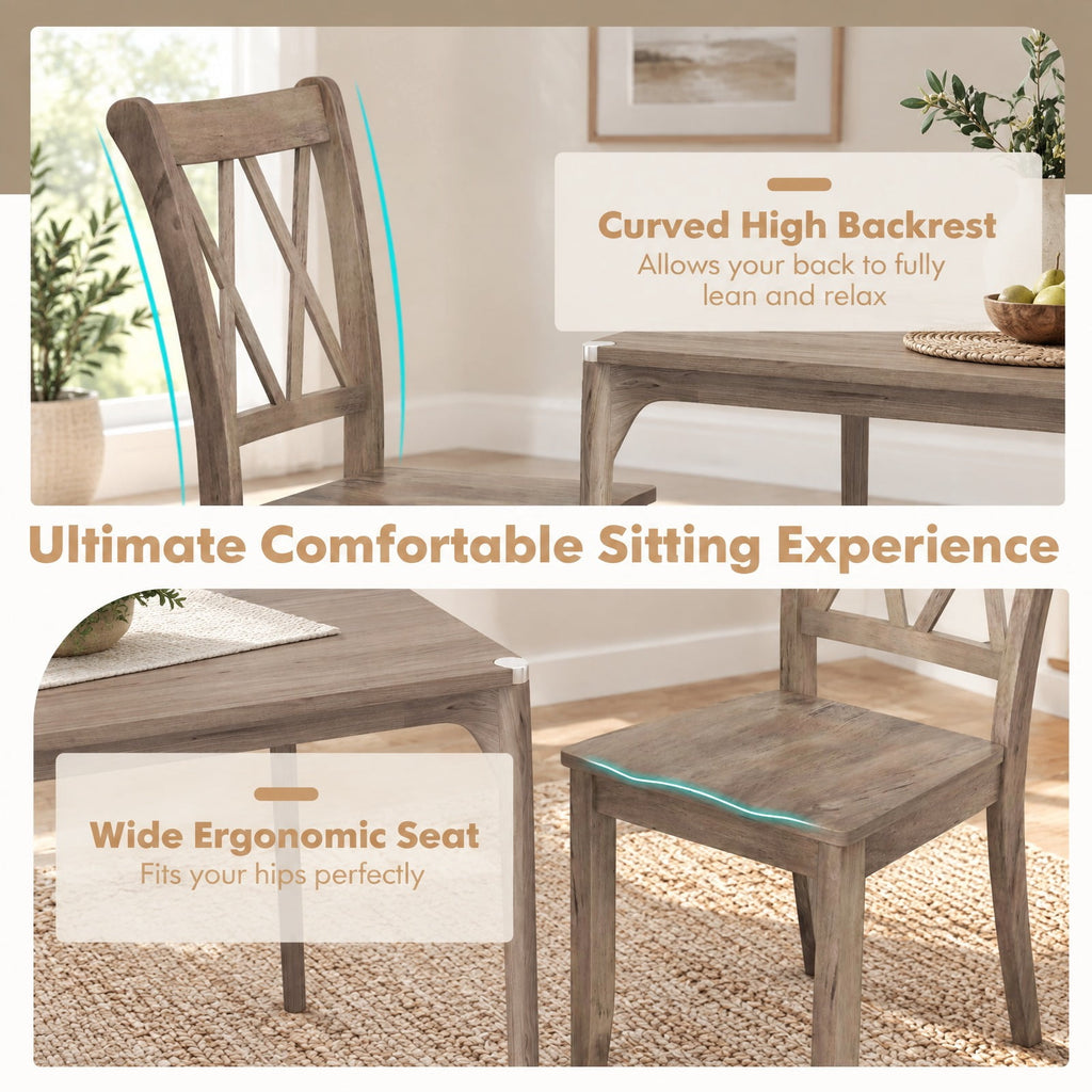 Airfind Set of 2 Wooden Dining Chairs Mid Century Farmhouse Retro Kitchen Chairs, 300 lbs Capacity, Rubber Wood Frame, 20 x 23.5 x 39 Footprint