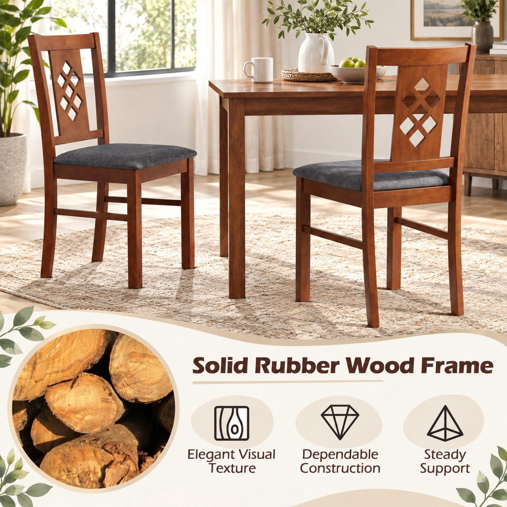 Airfind Linen Style Upholstered Kitchen Chairs with Wood Frames Set of 4, 330 Lbs Capacity, Rubber Wood Polyester Sponge Engineered Wood, Unspecified