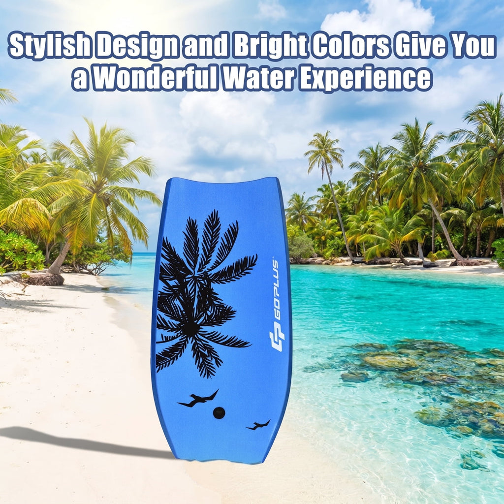 Airfind 41 Inch Ultra-Light IXPE Bodyboard for Adults ¡ª Cool-Touch Deck, EPS Core, HDPE Slick Bottom, Crescent Tail, Coiled Wrist Leash (Blue)