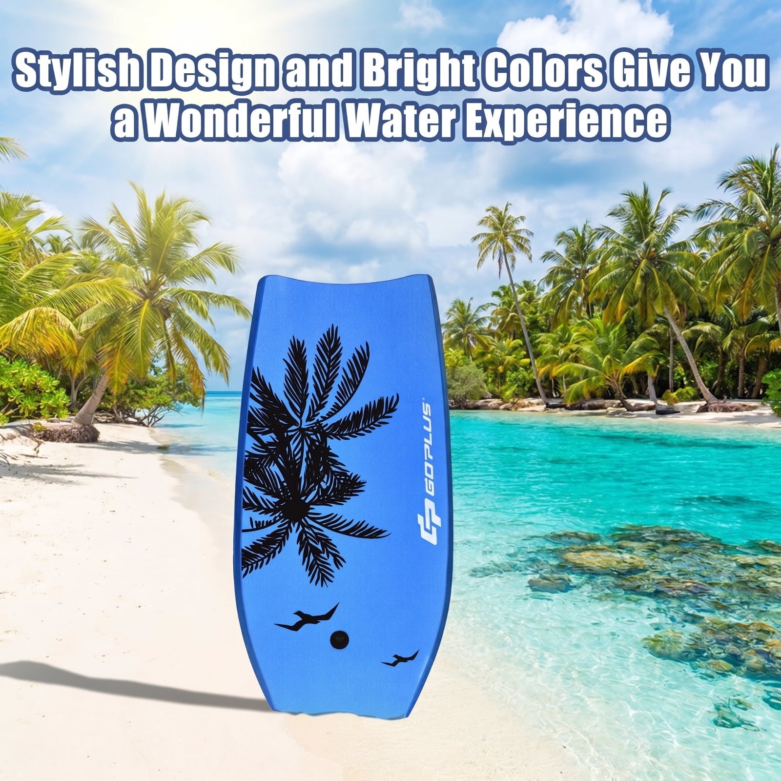 Airfind 41 Inch Ultra-Light IXPE Bodyboard for Adults ¡ª Cool-Touch Deck, EPS Core, HDPE Slick Bottom, Crescent Tail, Coiled Wrist Leash (Blue)