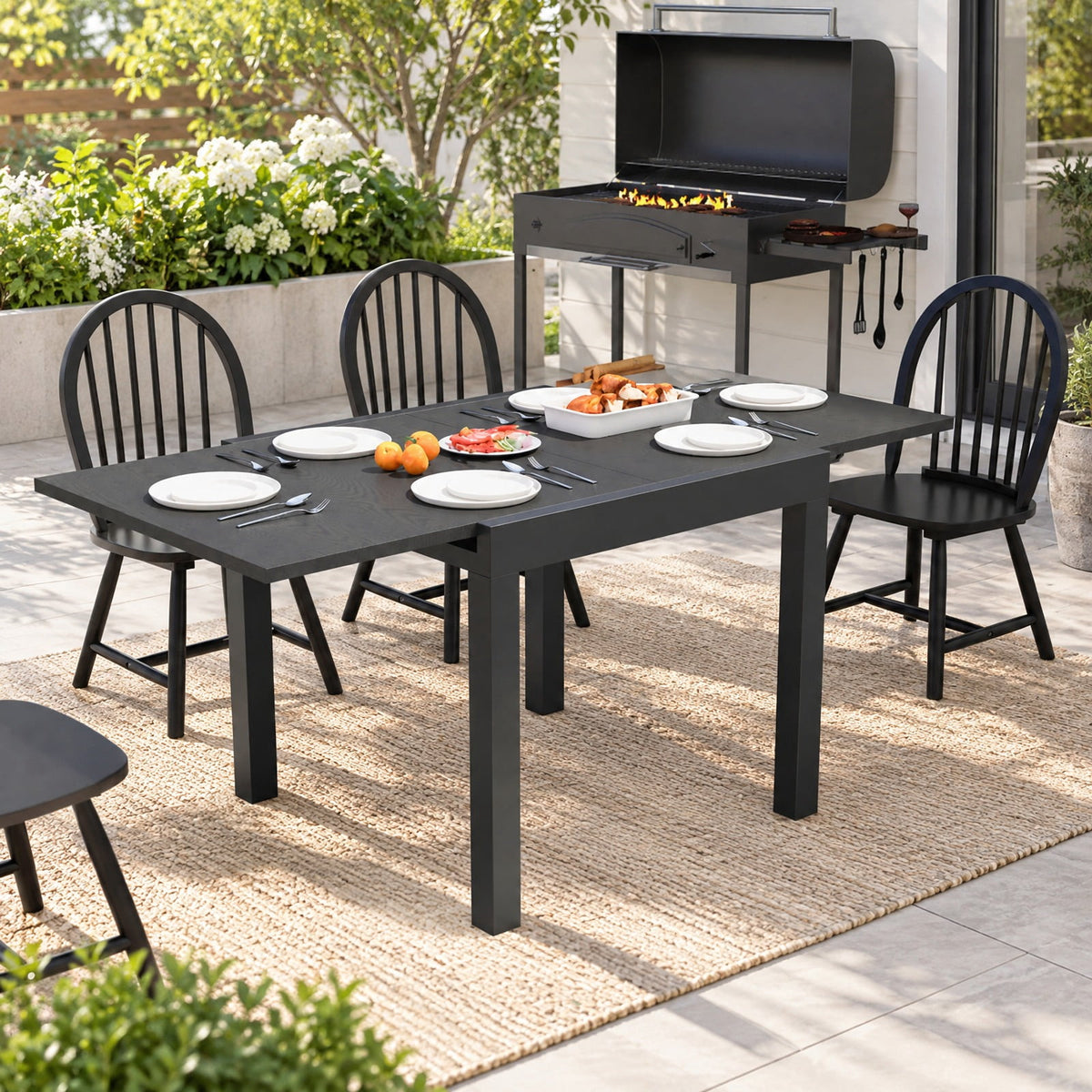 Airfind 31.5 inches-63 inches Adjustable Patio Expandable Dining Table for 4-6 Person, 31.5 x 31.5 x 29.5Overall Footprint, Gray