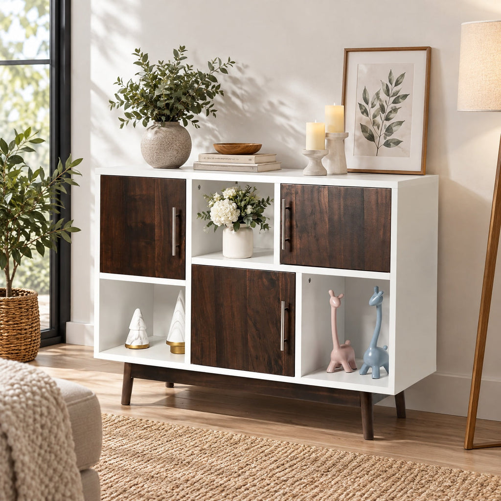 Airfind Wood Display Sideboard Storage Cabinet with Storage Compartments, 33 lbs Capacity, Solid particle board pinewood leg Frame, Wood