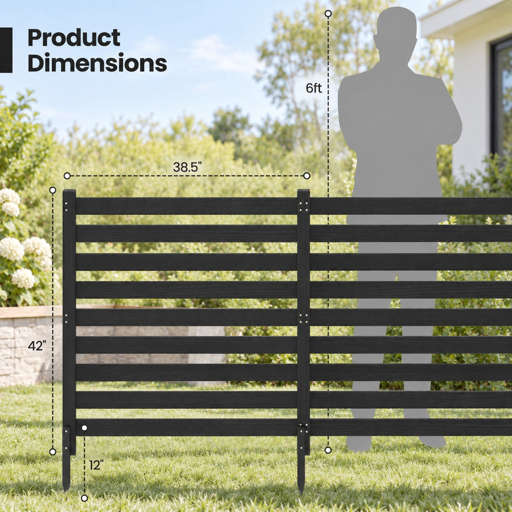 Airfind 4-Panel Wooden Outdoor Privacy Fence with Ground Stakes, Fir Wood Frame, Black, Product Dimensions of Each Screen 38.5 Inch